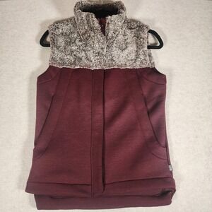 The North Face Vest Womens Small Fleece Collar Burgundy Red Full Zip